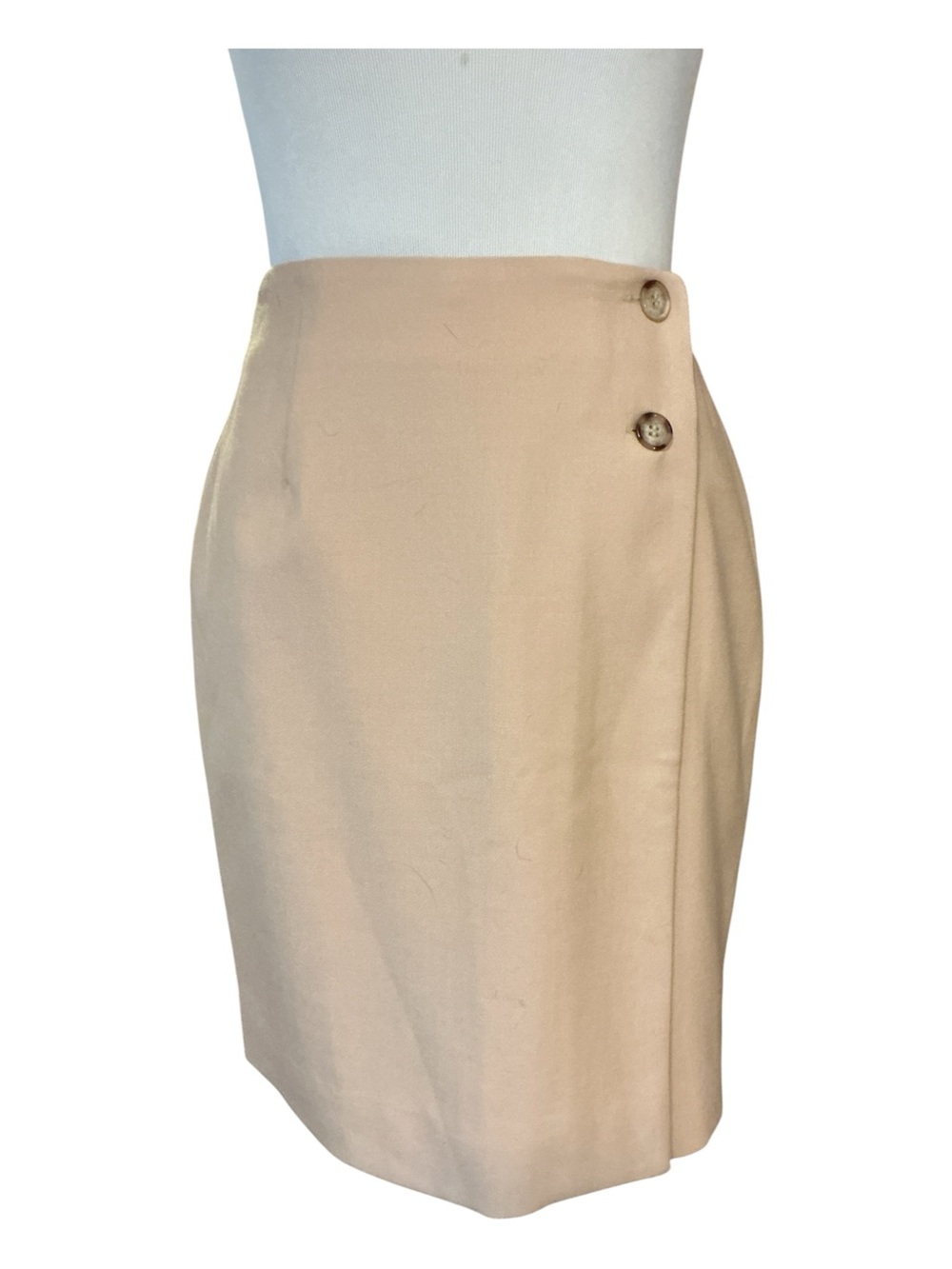 Classic Beige Wrap-Style Pencil Skirt